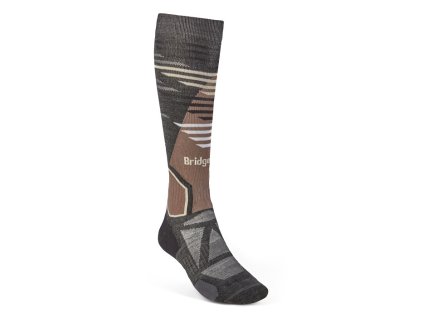 BRIDGEDALE Pánske lyžiarske ponožky SKI LIGHTWEIGHT MERINO PERFORMANCE OVER CALF graphite/bungee - sivé (Veľkosť 40-43)