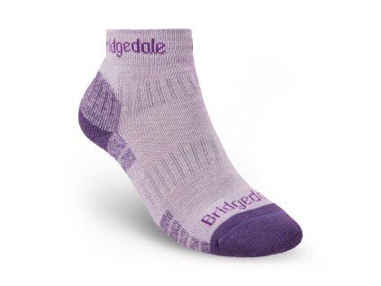BRIDGEDALE Dámske trekové ponožky HIKE LIGHTWEIGHT MERINO PERFORMANCE ANKLE odtieň heather/damson - fialové (Veľkosť L)