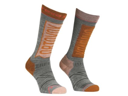 ORTOVOX Dámske dlhé ponožky FREE RIDE LONG SOCKS W autumn leaves - sivé/oranžové (Veľkosť 35-38)
