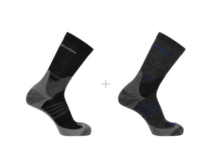 Športové ponožky SALOMON X ULTRA ACCESS CREW 2-PACK antracit/čierna - čierne (Veľkosť L)