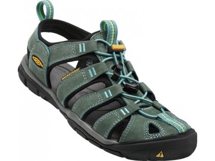 KEEN Dámske sandále CLEARWATER CNX LEATHER WOMEN mineral blue/yellow - zelené