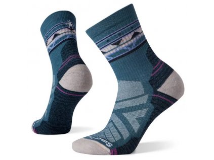 SMARTWOOL Dámske ponožky W HIKE LIGHT CUSHION ZIG ZAG VALLEY MID CREW modré