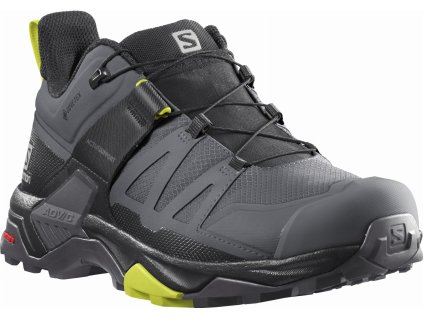 SALOMON Pánske turistické topánky X ULTRA 4 GTX quiet shade/black/evening primrose - grey