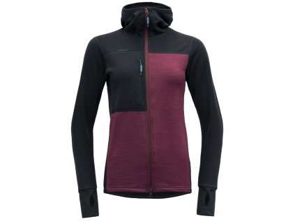 DEVOLD Dámska mikina NIBBA PRO MERINO JKT HOOD ink/beetrot - modrá