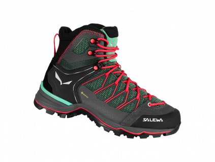 SALEWA Dámske trekové topánky MTN TRAINER LITE MID GTX M feld green/fluo coral - zelené/červené