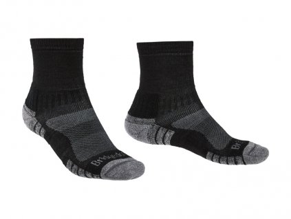 BRIDGEDALE Pánske trekingové ponožky HIKE LIGHTWEIGHT MERINO PERFORMANCE 3/4 CREW black/silver - čierna/sivá