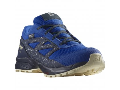 SALOMON Detská bežecká obuv OUTWAY CSWP JUNIOR lapis blue/carbon/bleached sand - modrá