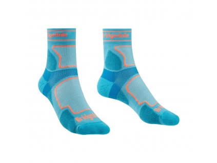 BRIDGEDALE Dámske ponožky TRAIL RUN ULTRALIGHT T2 COOLMAX SPORT 3/4 CREW blue - modré