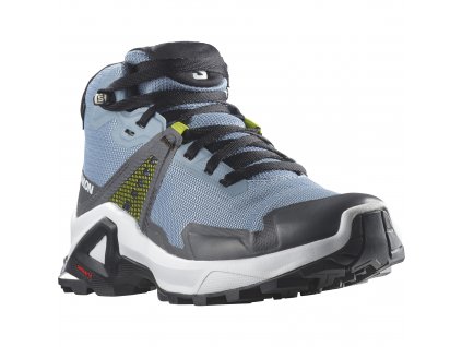 SALOMON Detská bežecká obuv X RAISE MID GTX J faded denim/indigo bunting/acid lime - blue
