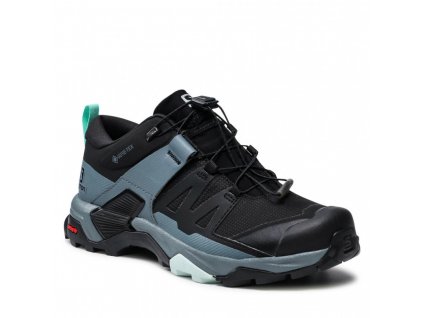 SALOMON Dámske turistické topánky X ULTRA 4 GTX W black/stormy weather/opal blue- black and blue
