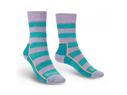 BRIDGEDALE Dámske trekové ponožky HIKE LIGHTWEIGHT MERINO PERFORMANCE BOOT tyrkysové/lila - fialové/modré