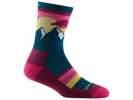 DARN TOUGH Dámske trekingové ponožky HIKE/TREK LIGHTWEIGHT MERINO CUSHION MICRO CREW dark teal - teal/pink