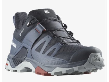 SALOMON Pánske turistické topánky X ULTRA 4 GTX carbon/bering sea/pearl blue - blue/black