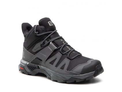 SALOMON Pánske turistické topánky X ULTRA 4 MID GTX black/magnet/pearl blue - black/grey