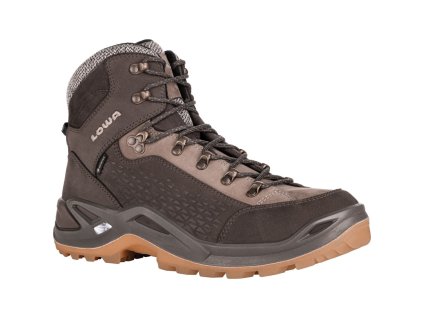 LOWA Pánska zimná treková obuv RENEGADE WARM GTX MID slate/clove - hnedá