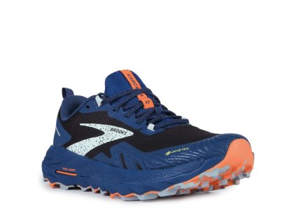 BROOKS Pánska bežecká obuv CASCADIA 17 GTX black/blue/firecracker - modrá