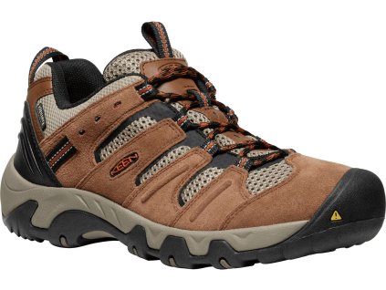 KEEN Pánske trekové topánky HEADOUT WP bison/fossil orange - hnedé