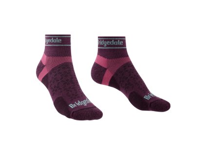 BRIDGEDALE Dámske ponožky TRAIL RUN ULTRALIGHT T2 MERINO SPORT 3/4 CREW odtieň charcoal/purple - fialové (Veľkosť 38-40)
