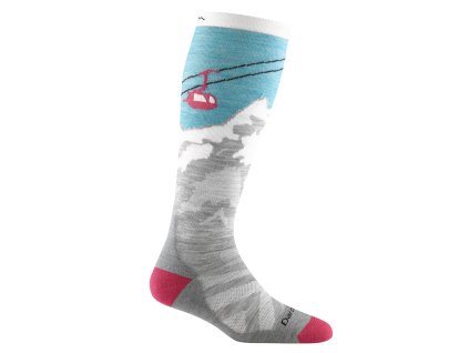 DARN TOUGH Dámske lyžiarske ponožky YETI MIDWEIGHT MERINO CUSHION OVER THE CALF aqua - modrá/sivá (Veľkosť M)