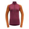 DEVOLD Dámske tričko EXPEDITION WOMAN ZIP NECK beetrot/flame - červené