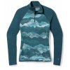 SMARTWOOL Dámske tričko W CLASSIC THERMAL MERINO BASE LAYER 1/4 ZIP BOXED twilight blue mountain scape - modré