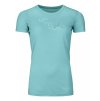 ORTOVOX Dámske tričko 185 MERINO TANGRAM LOGO ice waterfall - modré