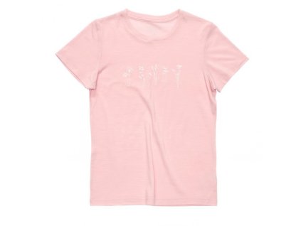 DEVOLD Damen-T-Shirt FLOWERS TEE WMN Kreide rosa - rosa (Größe L)