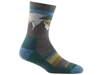 DARN TOUGH Damen Trekkingsocken HIKE/TREK SUNSET LEDGE LIGHTWEIGHT MERINO CUSHION MICRO CREW taupe - grau/blau (Größe L)