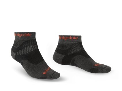 BRIDGEDALE Herren Trekkingsocken HIKE MIDWEIGHT MERINO PERFORMANCE ANKLE graphite/orange - schwarz (Größe L)