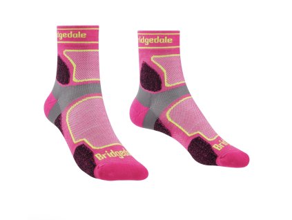BRIDGEDALE Damen TRAIL RUN ULTRALIGHT T2 COOLMAX SPORT 3/4 CREW Socken Farbton rosa (Größe L)