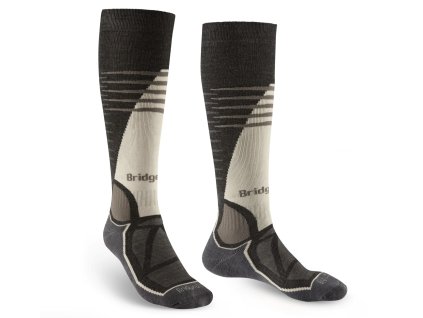 BRIDGEDALE Herren Skisocken SKI MIDWEIGHT MERINO PERFORMANCE OVER CALF graphite/bungee - grau/braun (Größe L)