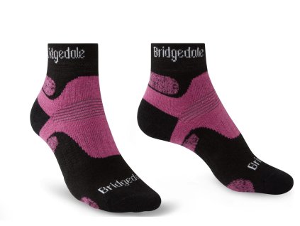 BRIDGEDALE Damen Trekkingsocken HIKE MIDWEIGHT MERINO PERFORMANCE ANKLE schwarz/rosa - schwarz/rosa (Größe L)