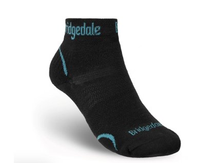 BRIDGEDALE Damen Trekkingsocken HIKE ULTRALIGHT MERINO PERFORMANCE ANKLE schwarz/blau - schwarz (Größe L)