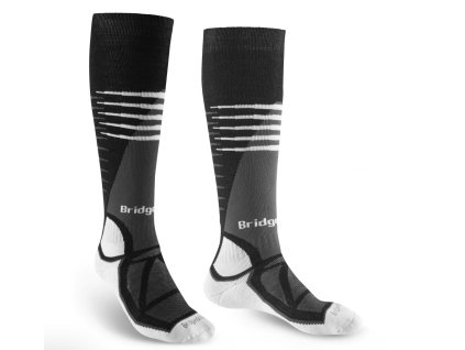 BRIDGEDALE Herren Skisocken SKI MIDWEIGHT MERINO PERFORMANCE OVER CALF schwarz/weiss - schwarz/weiss (Größe L)
