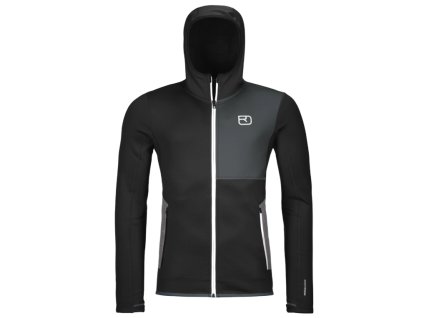 ORTOVOX Herren FLEECE HOODY 25 schwarz rabenschwarz - grau (Größe L)