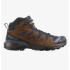 SALOMON Herren-Trekkingstiefel X ULTRA 360 LEATHER MID GTX blue nights/caramel cafe/grisaille - braun