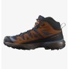 SALOMON Herren-Trekkingstiefel X ULTRA 360 LEATHER MID GTX blue nights/caramel cafe/grisaille - braun