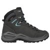 LOWA Women's RENEGADE EVO GTX MID Ws Wide asphalt/türkis trekking boots - schwarz (Größe EU - komplett 36)