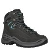 LOWA Women's RENEGADE EVO GTX MID Ws Wide asphalt/türkis trekking boots - schwarz (Größe EU - komplett 36)