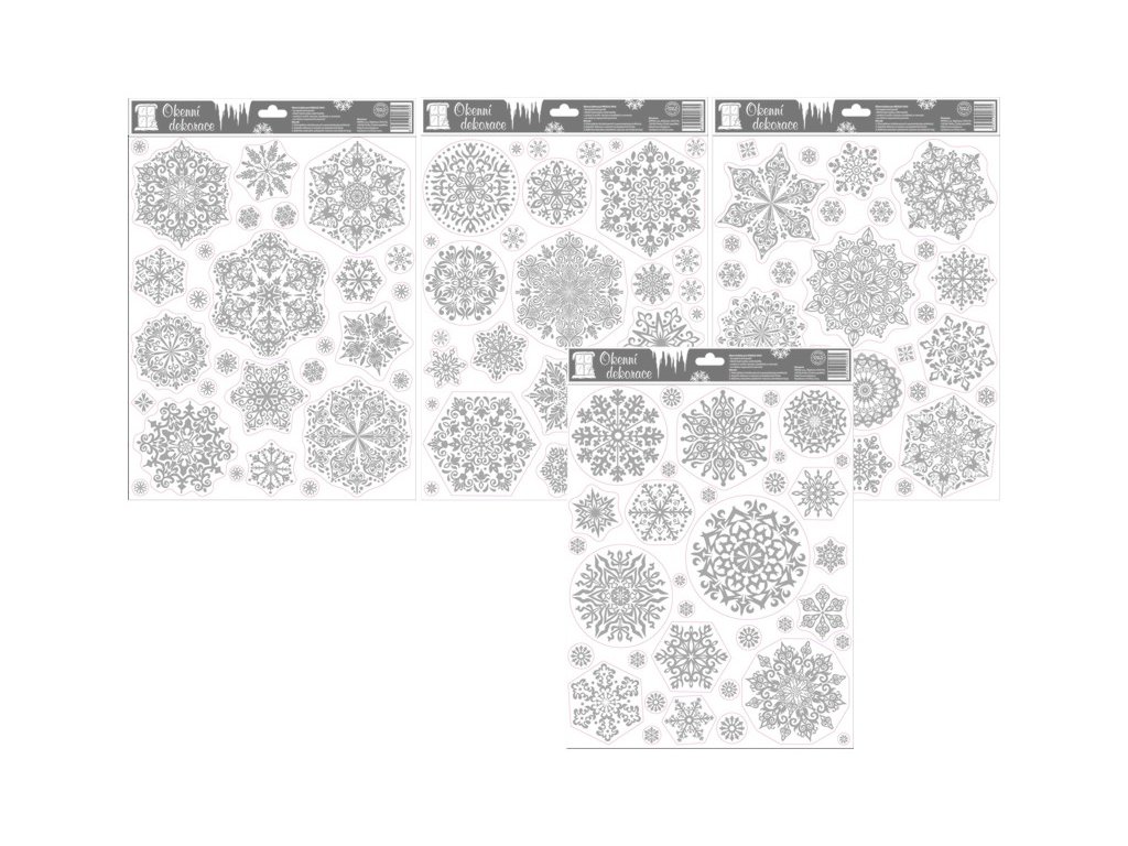 stxg-1110, Vánoční dekorace na okno, mix 30x42cm stříbrná, 1ks