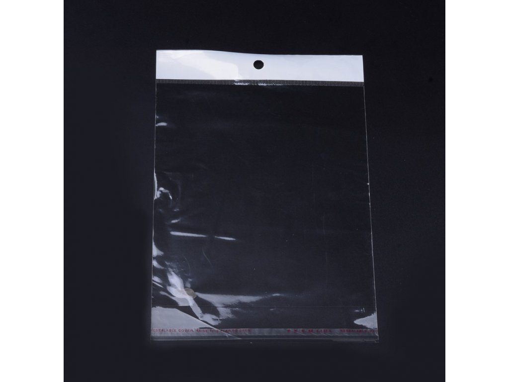 Celofánový sáček, samolepicí, závěsný, 100 ks, 32 x 18 cm