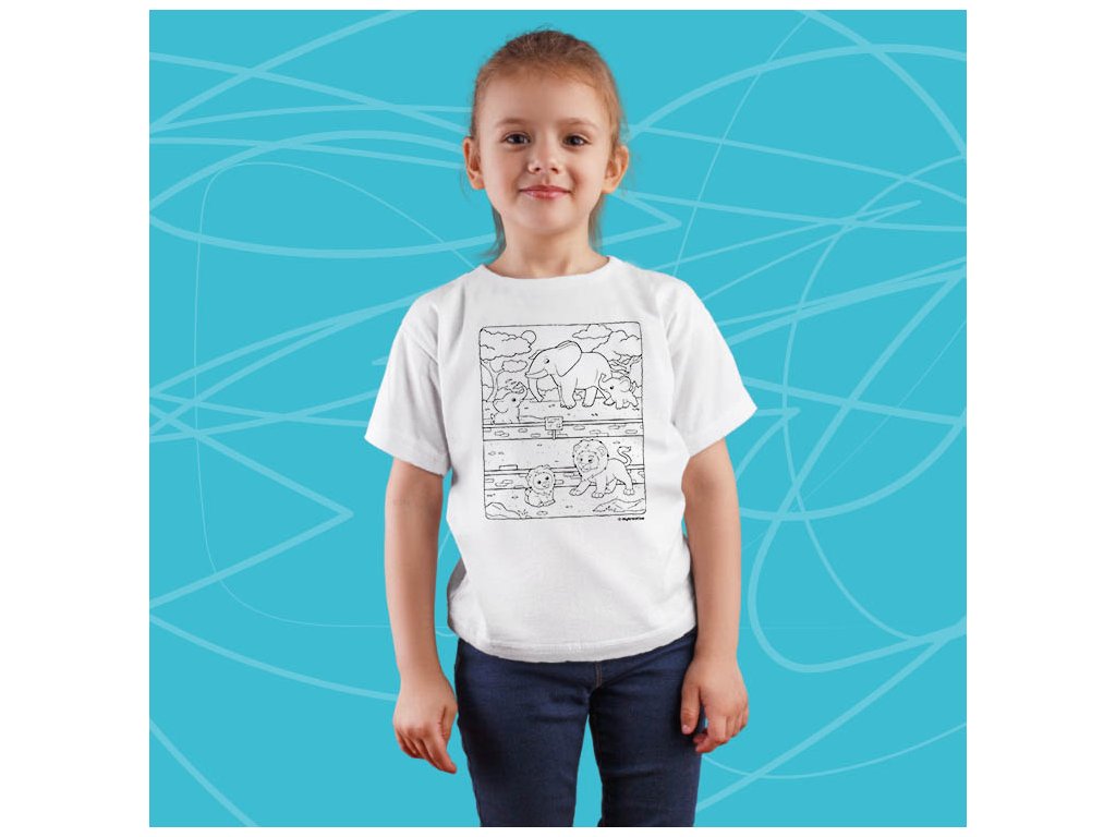 TRS30, 7let, Dětské tričko-potisk+10ks fixů, tvořivá sada,ZOO 1,1+10ks
