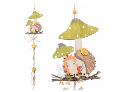 ježci, houba, dřevěná dekorace, podzim