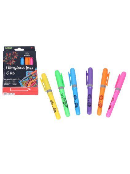 Akrylové fixy, mix barev, 6ks/bal.