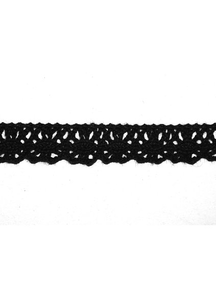 Bavlněná krajka, 13mm, černá, 1 metr