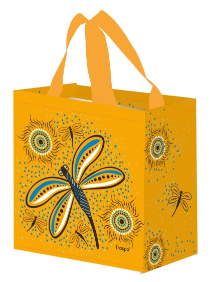 Pevná nákupní taška z PP (10 l) - vážka, žlutá