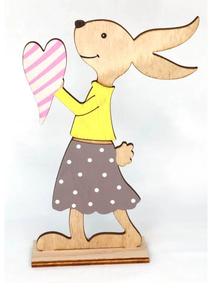 Dřevěná dekorace, KRÁLÍK SE SRDCEM, 1ks