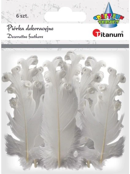 Peří, kudrnaté, barva BÍLÁ, 6 ks/bal.