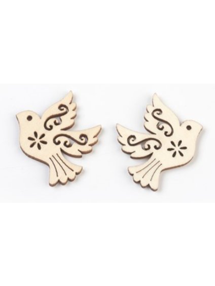 Dekorace, dřevěná, ptáček, 6ks/bal.