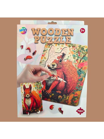 400093 dřevěné puzzle veverka
